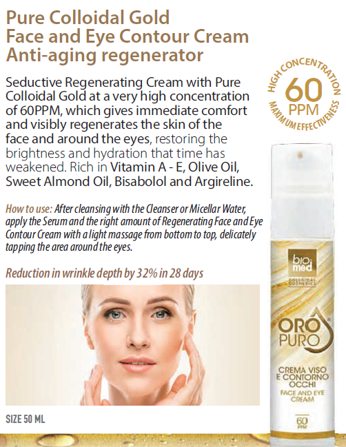 Creme Facial e Contorno dos Olhos de Ouro Coloidal Puro