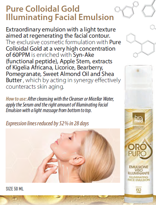 Emulsão Facial Iluminante de Ouro Coloidal Puro